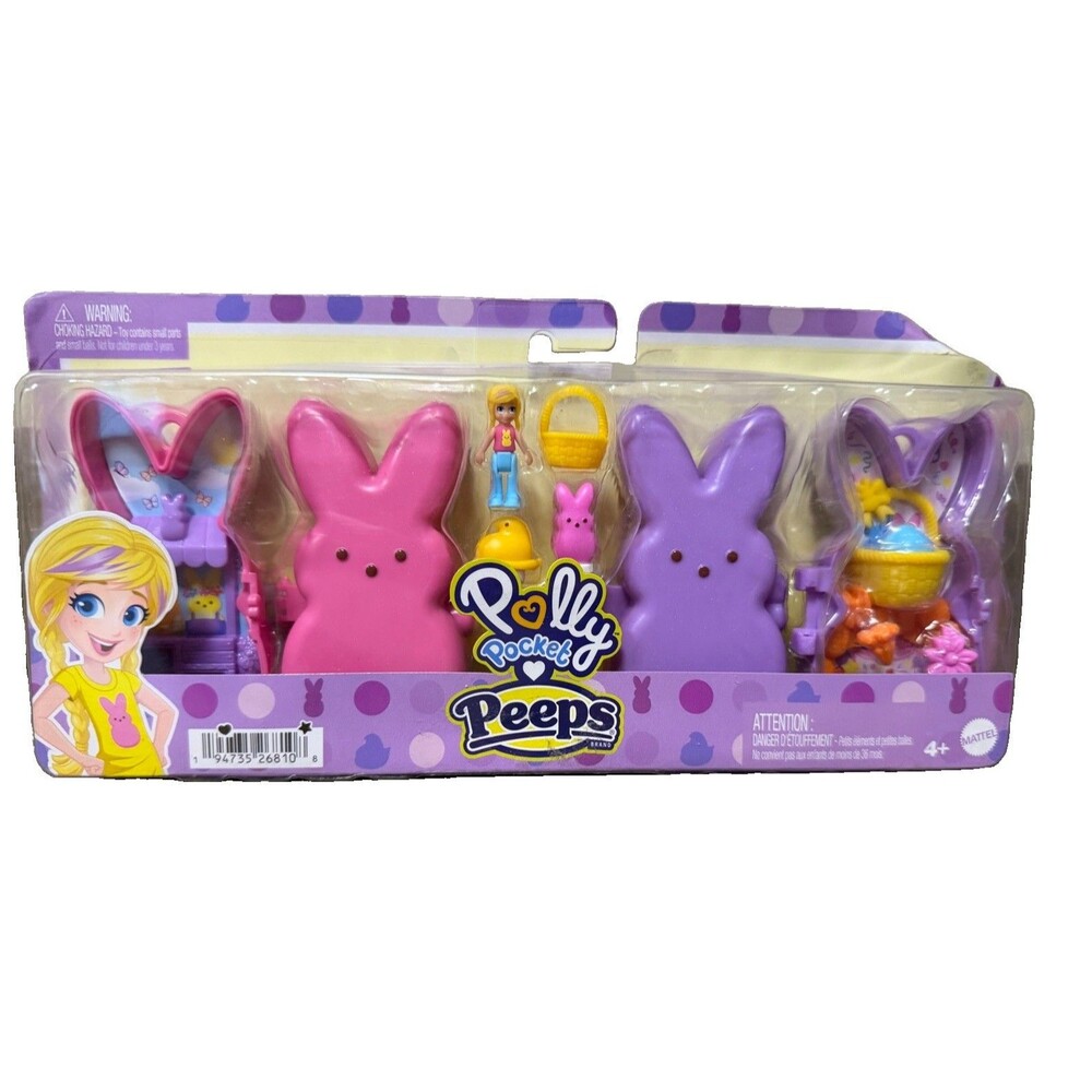 Polly Pocket x Peeps Collaboration Compact Micro Dolls & 2 Playsets Accessories